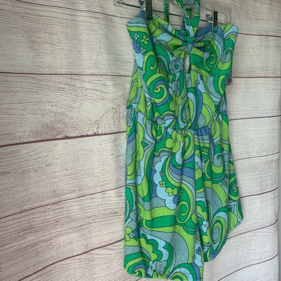 Wild Fable Terry Cloth Romper Floral Short Outfit Bow Front Keyhole Halter Tie S - Picture 15 of 15